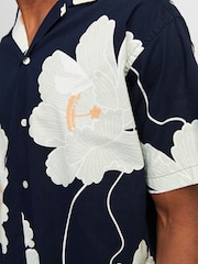 JACK & JONES Blue Printed Rever Collar Short Sleeve Shirt - Image 5 of 7