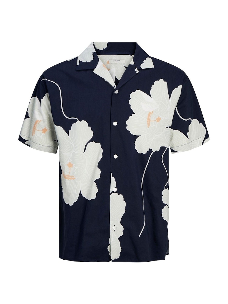 JACK & JONES Blue Printed Rever Collar Short Sleeve Shirt - Image 7 of 7