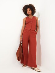 Joe Browns Orange Lyla Linen Blend Trousers - Image 2 of 5