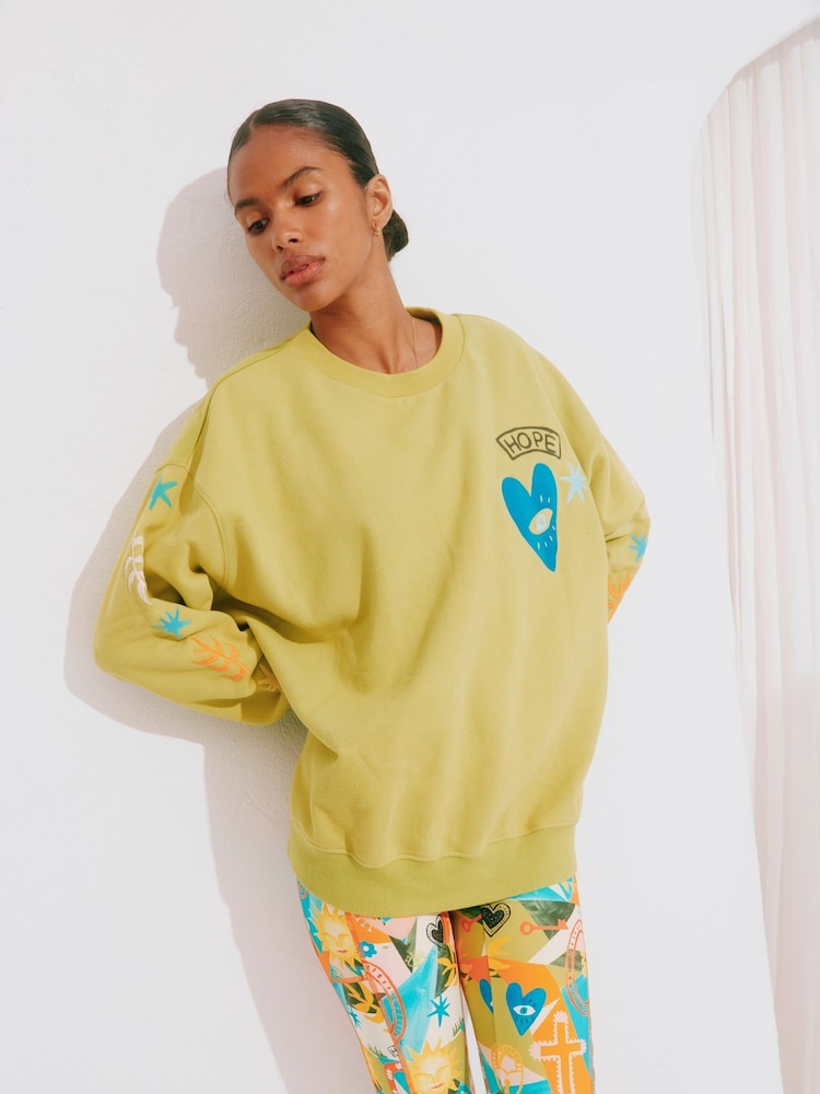 Vert - Never Fully Dressed Sweat-shirt en coton brodé - Image 1 of 5