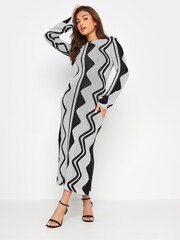 PixieGirl Petite Grey/Black Abstract Knitted Maxi Dress - Image 1 of 5