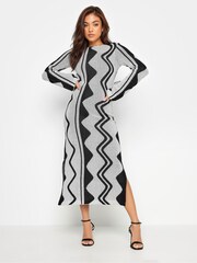 PixieGirl Petite Grey/Black Abstract Knitted Maxi Dress - Image 2 of 5