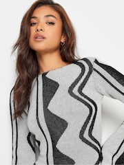 PixieGirl Petite Grey/Black Abstract Knitted Maxi Dress - Image 4 of 5