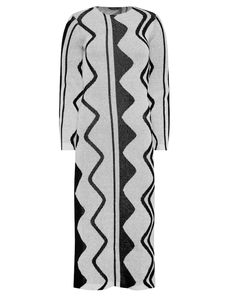 PixieGirl Petite Grey/Black Abstract Knitted Maxi Dress - Image 5 of 5