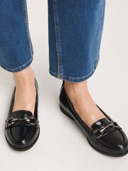 Simply Be Black Low Cut Snaffle Loafers In Wide Fit - Image 1 of 5