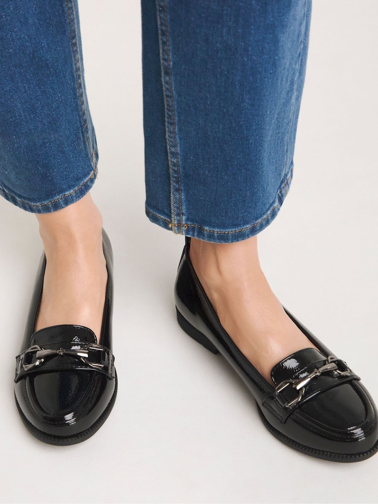 Simply Be Black Low Cut Snaffle Loafers In Wide Fit - Image 1 of 5 Simply Be Black Low Cut Snaffle Loafers In Wide Fit - Image 1 of 5