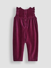 JoJo Maman Bébé Plum Purple Bunny Embroidered Velour Dungarees and Top Set - Image 3 of 6