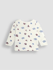 JoJo Maman Bébé Plum Purple Bunny Embroidered Velour Dungarees and Top Set - Image 5 of 6