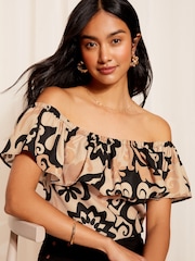 Friends Like These Воздушная оборка лен Look Bardot Blouse - Image 1 of 4