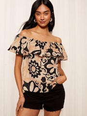 Friends Like These Воздушная оборка лен Look Bardot Blouse - Image 3 of 4