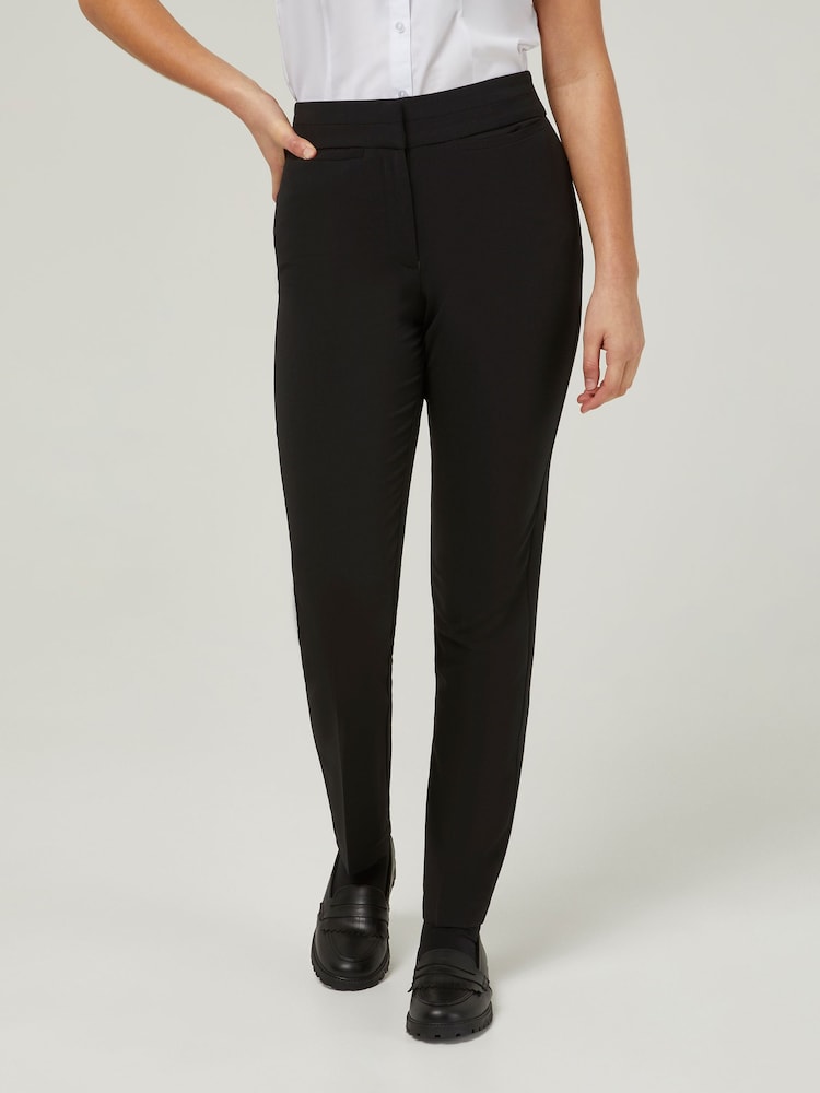 Trutex Longer Length Straight Leg Twin Pocket Girls Black School Trousers - Image 1 of 5