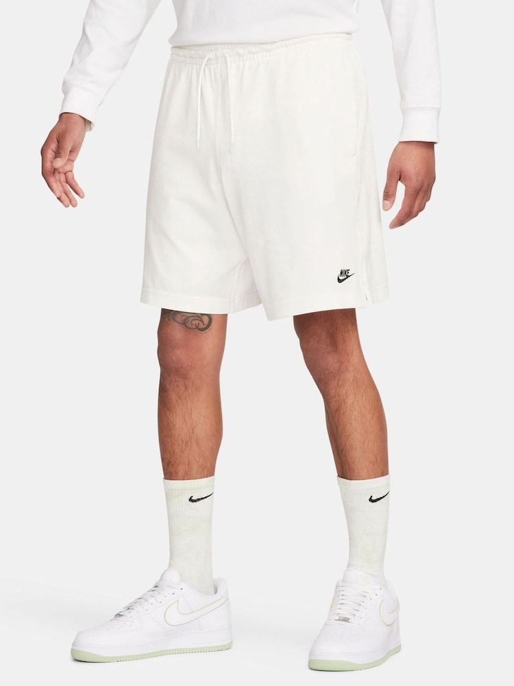 Nike White Club Knit 100% Cotton Shorts - Image 1 of 12