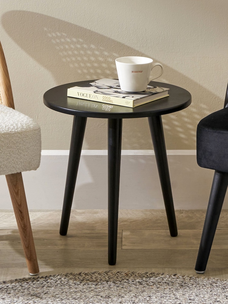 Pacific Satin Black Chelmsford Pine Wood Round Side Table - Image 1 of 3
