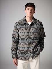 Grey Borg Lined Pattern Shacket - Image 1 of 10