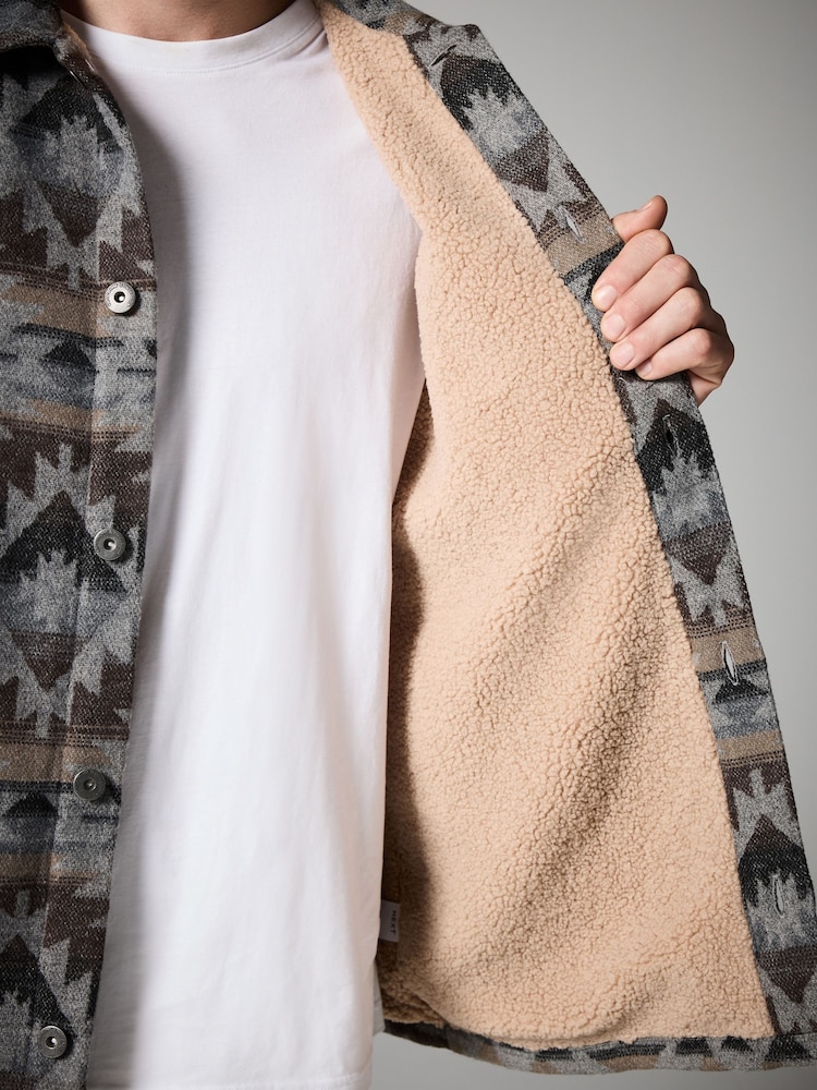 Grey Borg Lined Pattern Shacket - Image 10 of 10