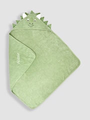 JoJo Maman Bébé Green Dino Personalised Character Hooded Towel - Image 1 of 7