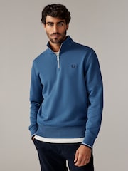 Синий - Fred Perry Quarter Zip Sweatshirt - Image 1 of 5