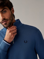 Синий - Fred Perry Quarter Zip Sweatshirt - Image 3 of 5
