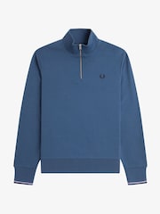 Синий - Fred Perry Quarter Zip Sweatshirt - Image 4 of 5