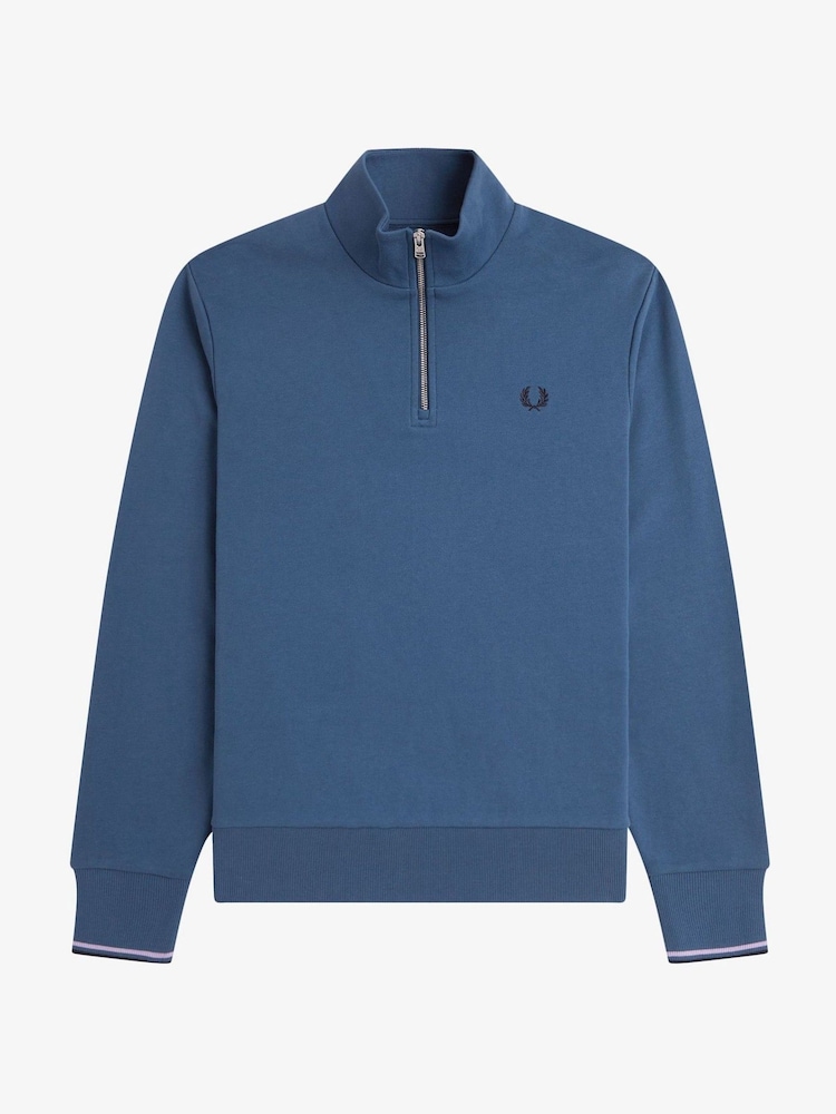 Fred Perry Mens 100% Cotton Quarter Zip Sweatshirt - Image 4 of 5