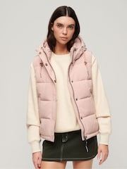 Superdry Pink Everest Hooded Puffer Gilet - Image 1 of 8