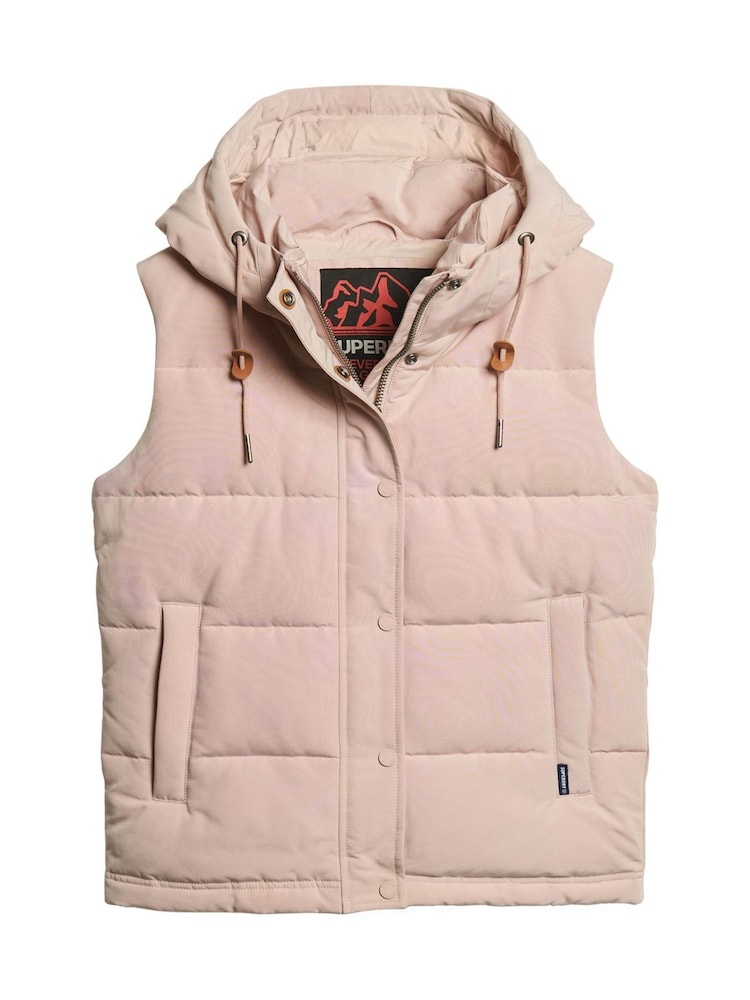 Superdry Pink Everest Hooded Puffer Gilet - Image 8 of 8