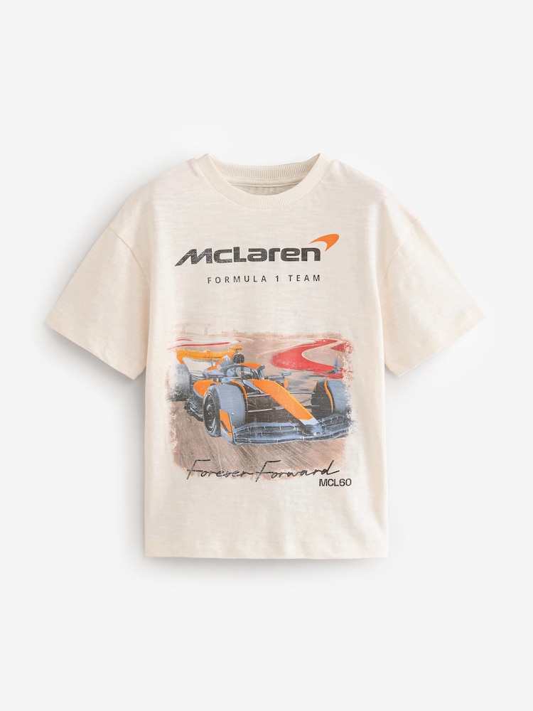 Ecru White McLaren Licensed Short Sleeve 100% Cotton T-Shirt (3-16yrs) - Image 1 of 3