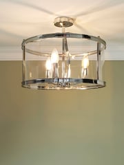 Laura Ashley Chrome Harrington 3 Light Semi-Flush Ceiling Light - Image 1 of 5
