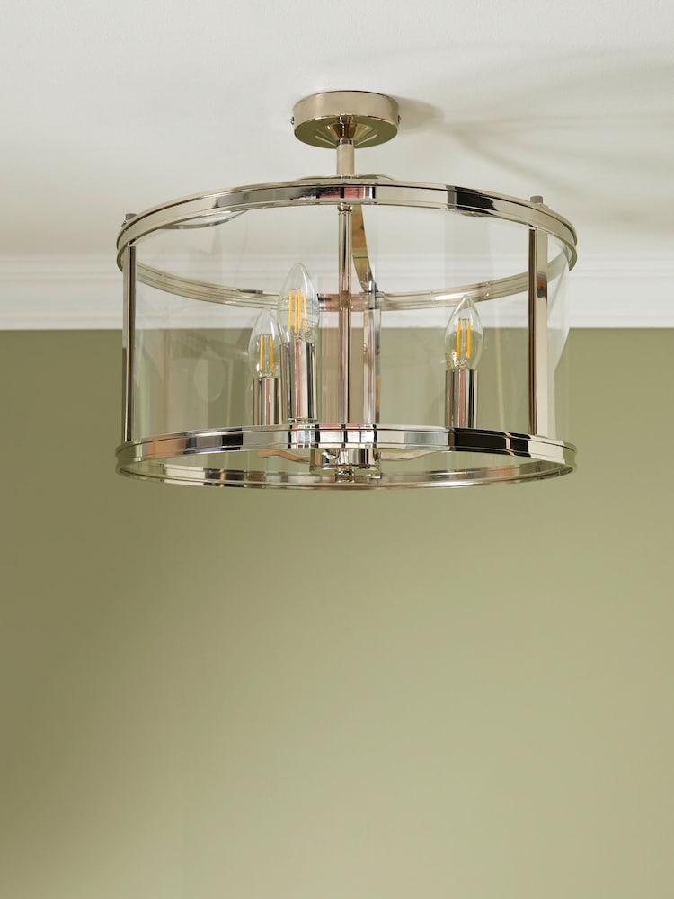 Laura Ashley Chrome Harrington 3 Light Semi-Flush Ceiling Light - Image 2 of 5