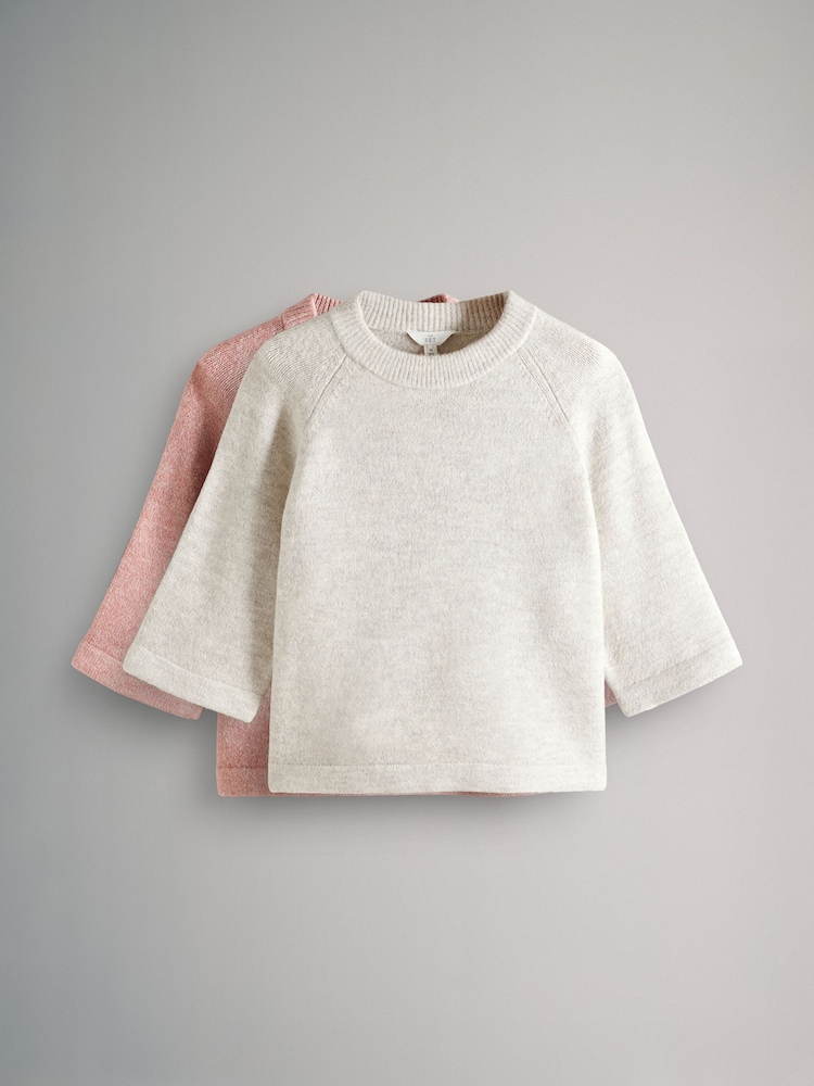 The Set Pink/Cream 2 Pack Knitted T-Shirts - Image 2 of 8