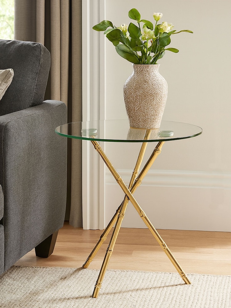 Interiors by Premier Gold Clear Kensington Townhouse Knop Leg Side Table - Image 1 of 4 Interiors by Premier Gold Clear Kensington Townhouse Knop Leg Side Table - Image 1 of 4