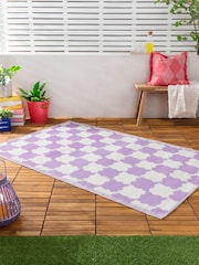 Furn Lilac Check Indoor Outdoor Rug - Image 1 of 5