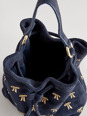 Cath Kidston Navy Suede Bow Bucket Bag - Image 10 of 10
