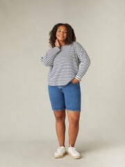 Live Unlimited Mid Blue Curve Denim Longline Shorts - Image 2 of 6