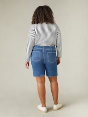 Live Unlimited Mid Blue Curve Denim Longline Shorts - Image 5 of 6