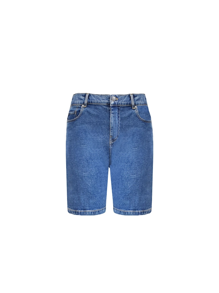 Live Unlimited Mid Blue Curve Denim Longline Shorts - Image 6 of 6