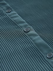 Steel Blue Pleated Long Sleeve Fitted Shirt - Image 6 of 6