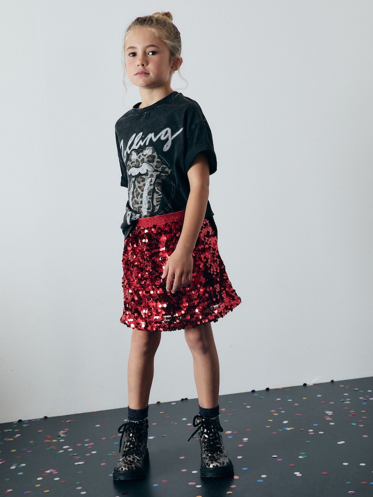 Red Sequin Skirt (3-16yrs) - Image 2 of 7