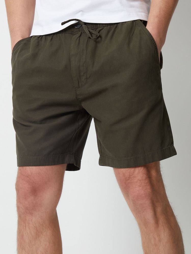 Threadbare Forest Green Cotton Lyocell Jogger Style Shorts - Image 1 of 5