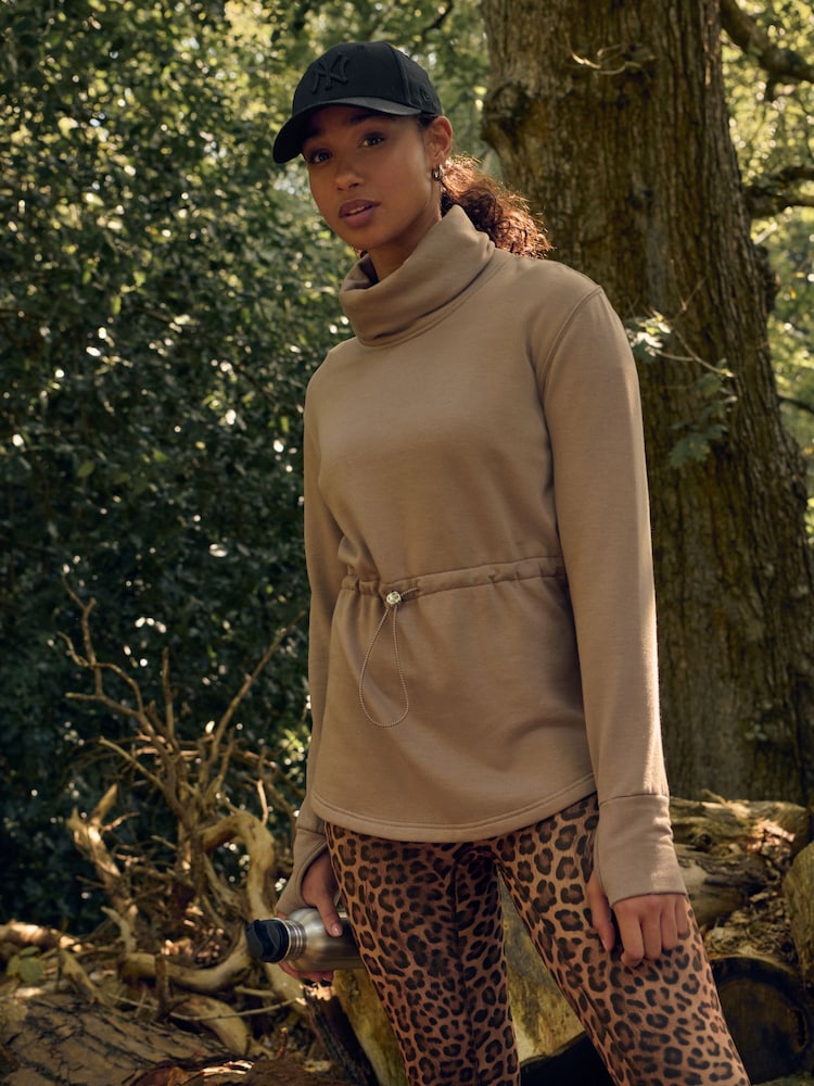 Mink Brown Active Cowl Neck Sweat Top - Image 1 of 9