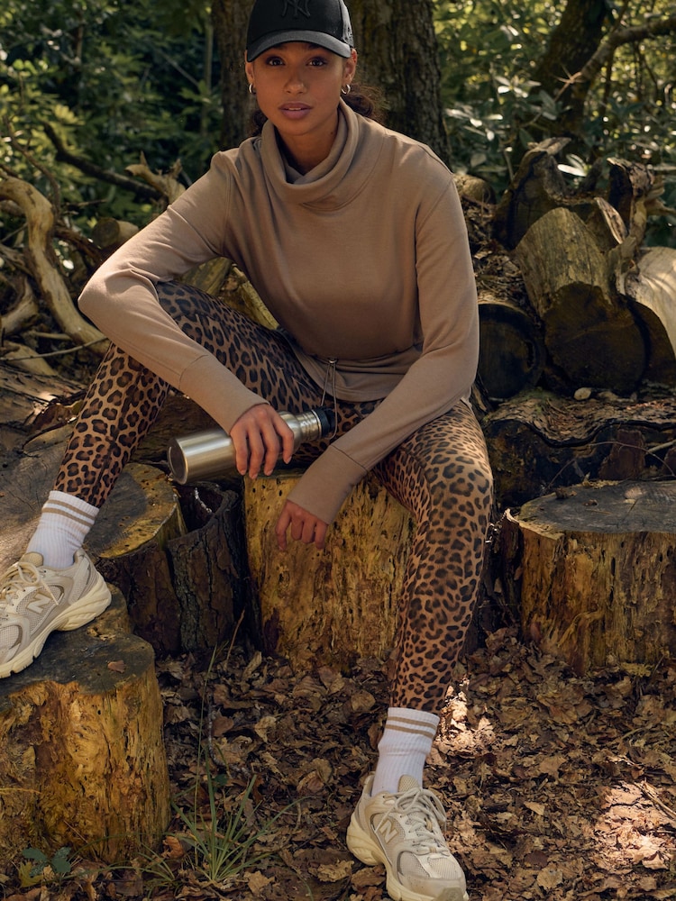 Mink Brown Active Cowl Neck Sweat Top - Image 2 of 9