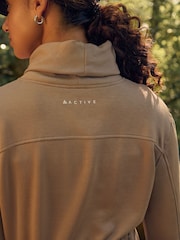 Mink Brown Active Cowl Neck Sweat Top - Image 6 of 9