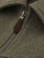 Reiss Green Smoke Peridoe Zip-Through Trucker Jacket with Wool - Image 5 of 5