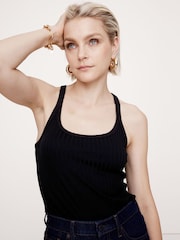 Banana Republic Black Ribbed Scoop-Neck Tank Top - Image 2 of 2