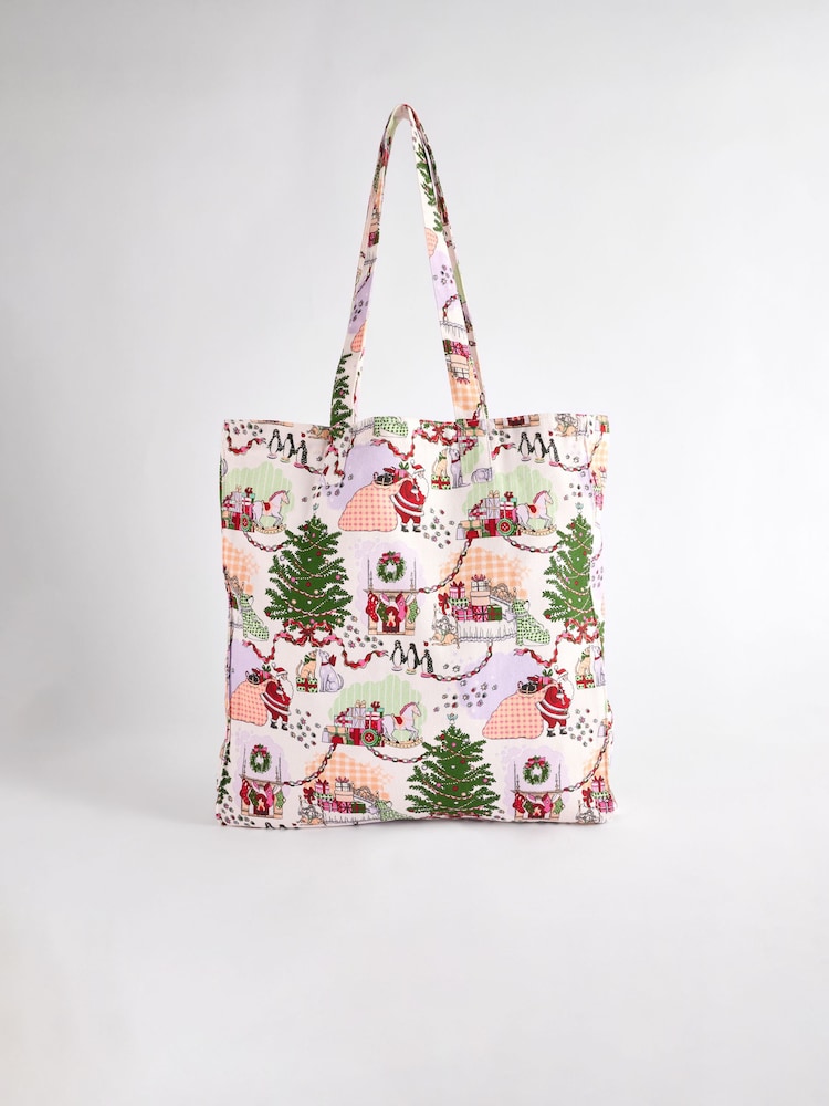 Cath Kidston Christmas House Large Book 100% Cotton Bag - Image 2 of 6
