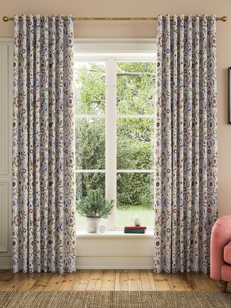 Joules Multi Festival Flowers Blackout Eyelet Curtains - Image 1 of 3