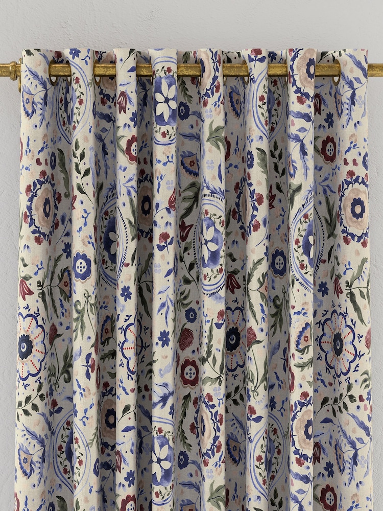 Joules Multi Festival Flowers Blackout Eyelet Curtains - Image 3 of 3