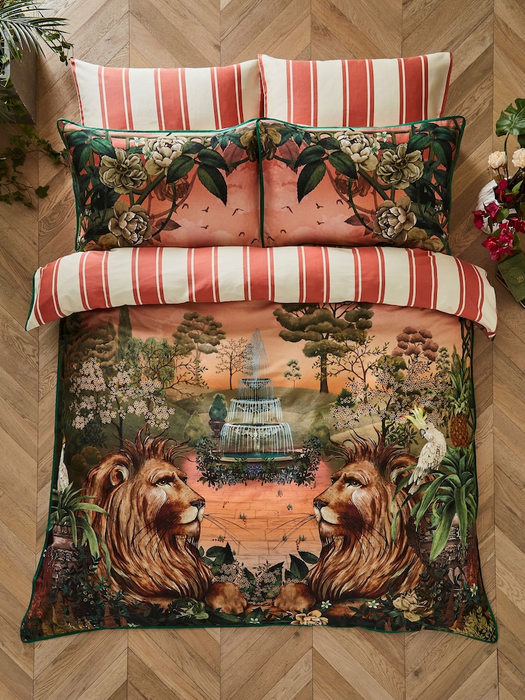 Joe Browns Orange 100% Cotton Regal Lion Reversible Bed Set - Image 1 of 6
