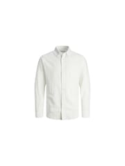 JACK & JONES White Linen Blend Long Sleeve Shirt - Image 1 of 4