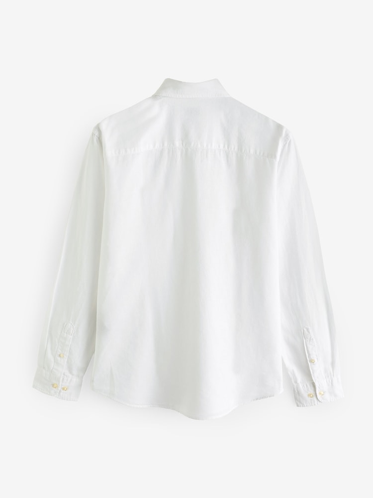 JACK & JONES White Linen Blend Long Sleeve Shirt - Image 2 of 4